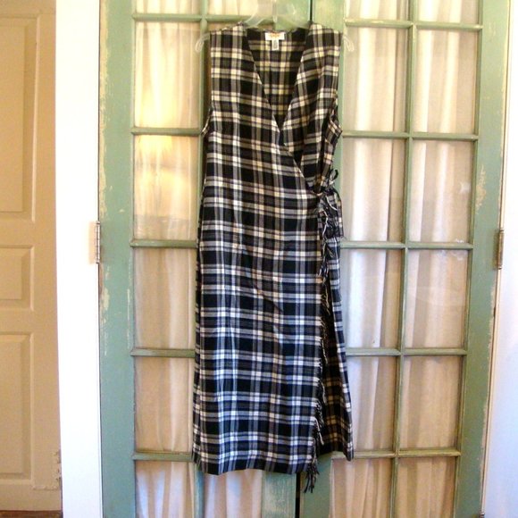 Talbots Dresses Talbots Black White Plaid Faux Wrap Dress Jumper Poshmark